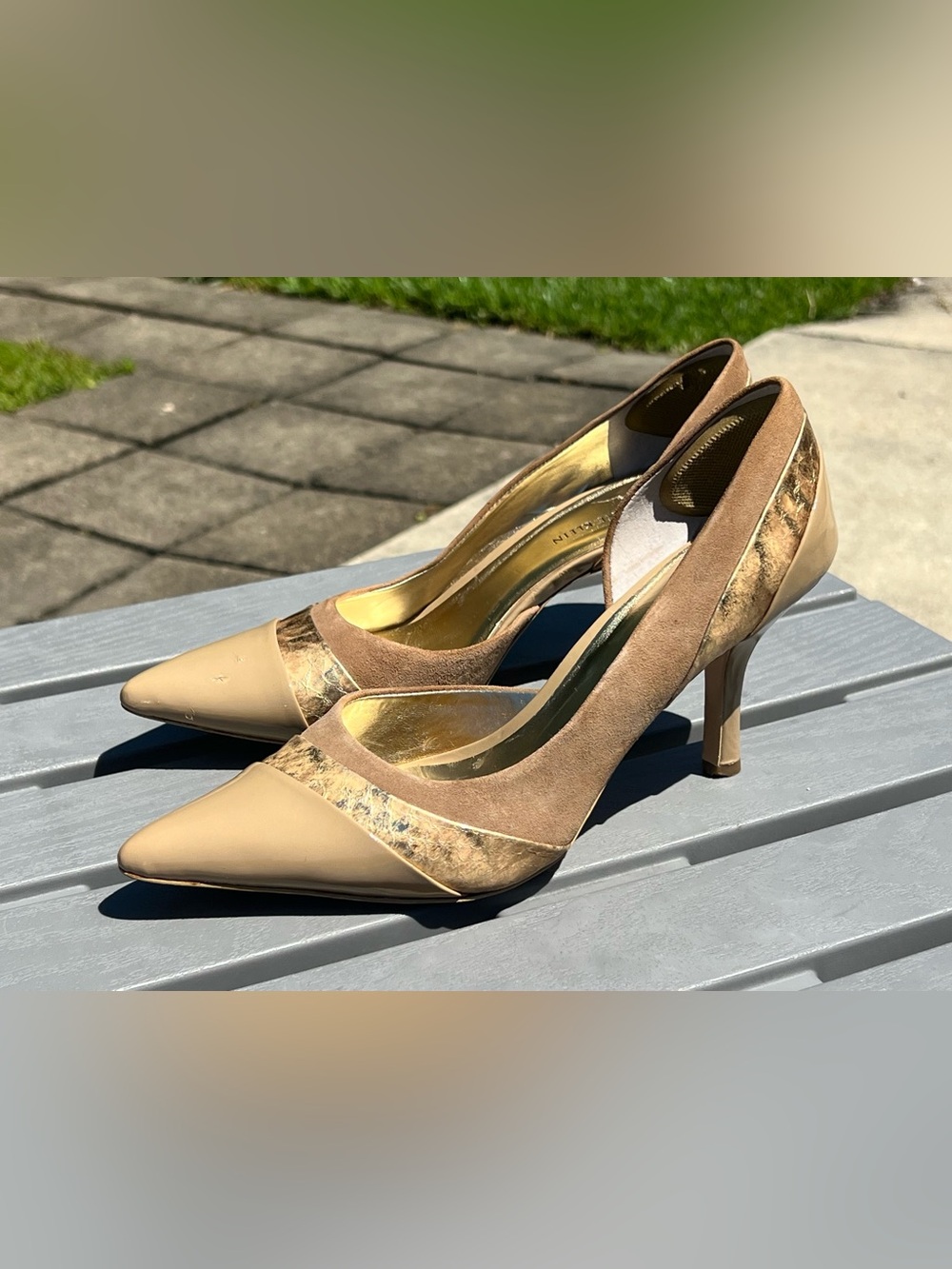 Anne Klein Suede & Patent D’Orsay Pointed Toe High Heels! Size 7 1/2.